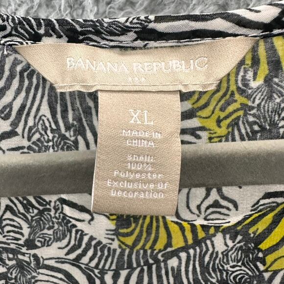 Banana Republic Women's XL Sheer Zebra Print Blouse Long Sleeves Flowy Safari - Picture 8 of 9